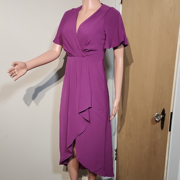 Maggy London Vibrant Purple Midi Dress - Picture 2 of 12
